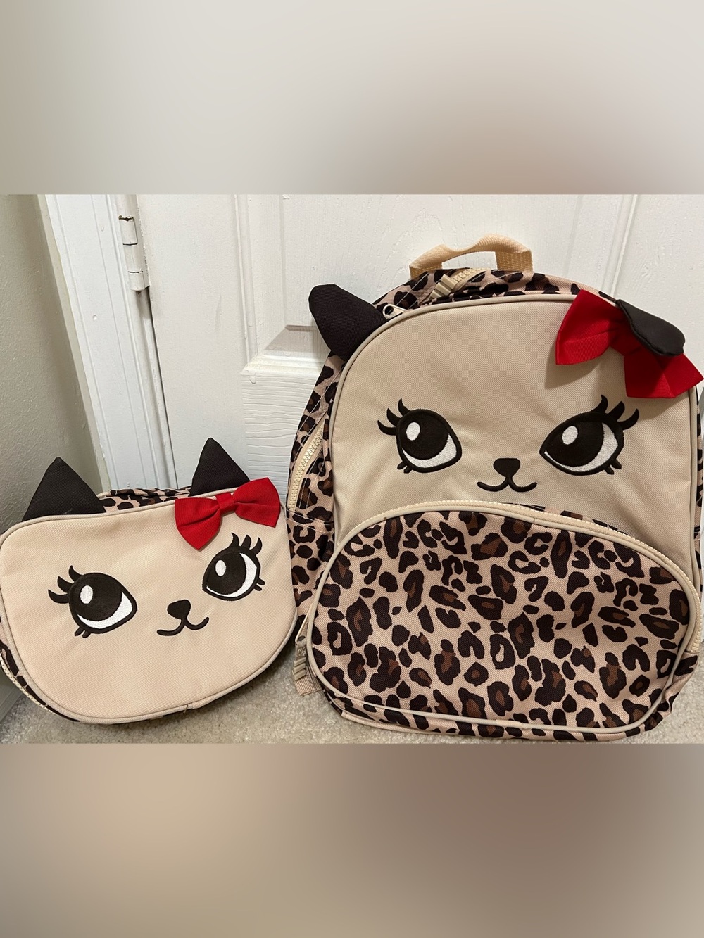 Gymboree Leopard Cat Print Kids Backpack and Lunch Bag Set